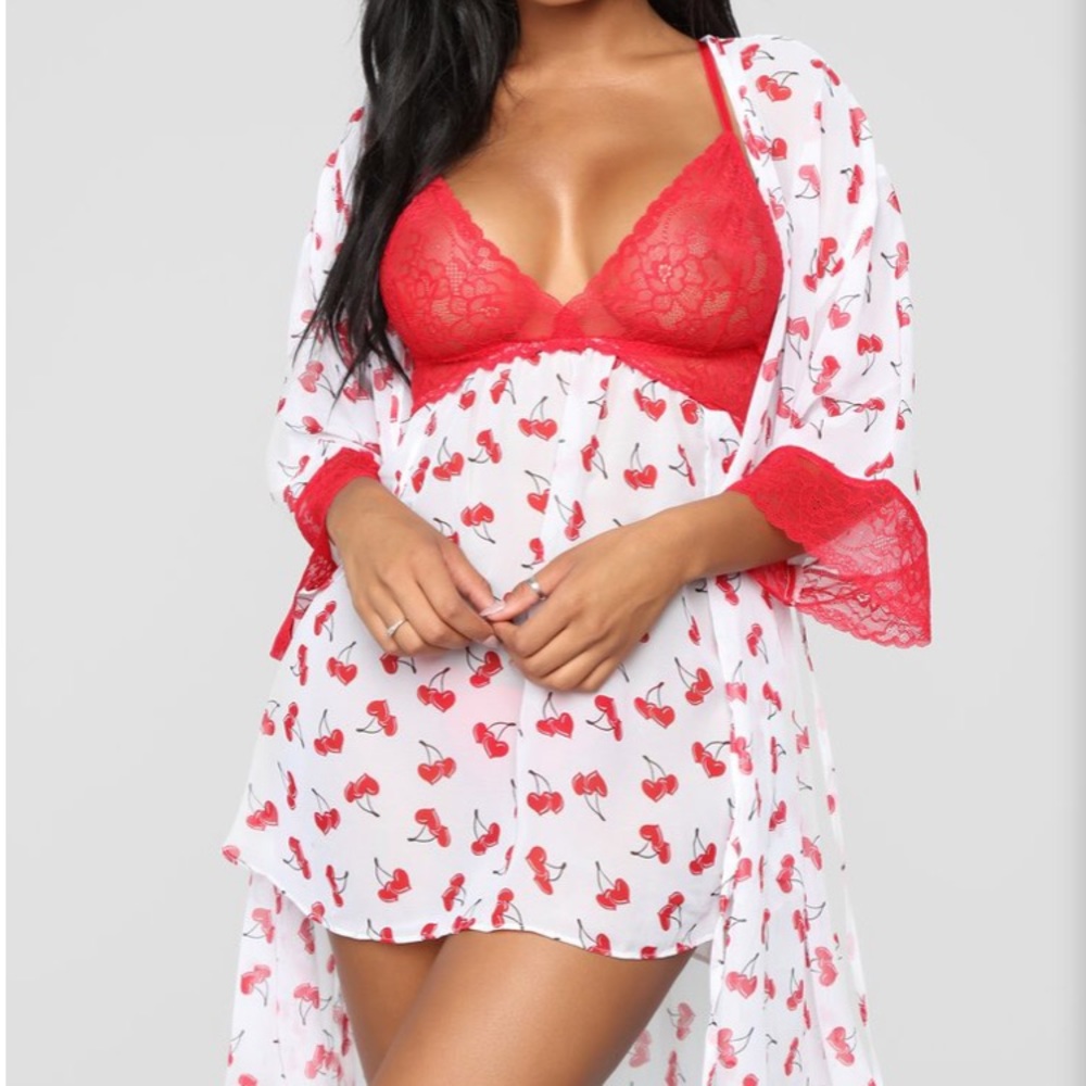 Red cherry lingerie set